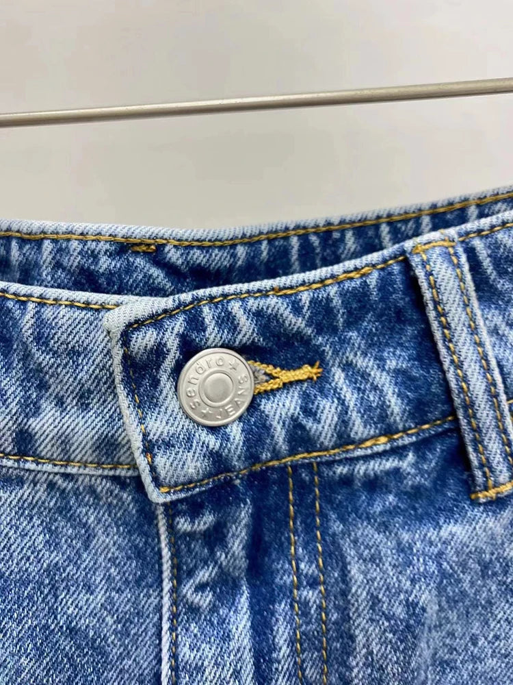 Fashion High Waist Denim Trouser