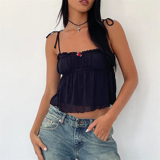 Pleated Effect Crop Cami Top