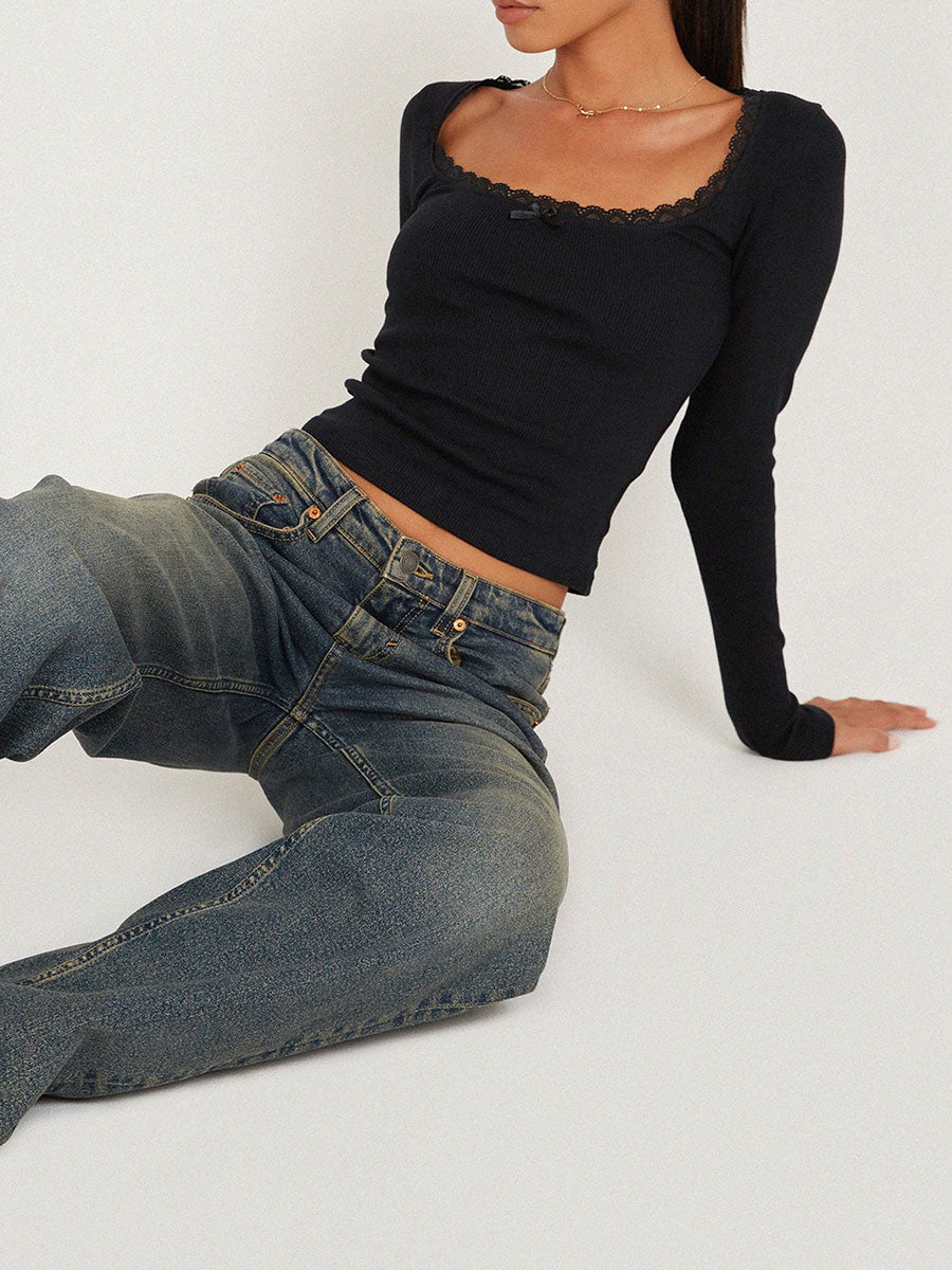 Chelsea Long Sleeve Square Neck Top